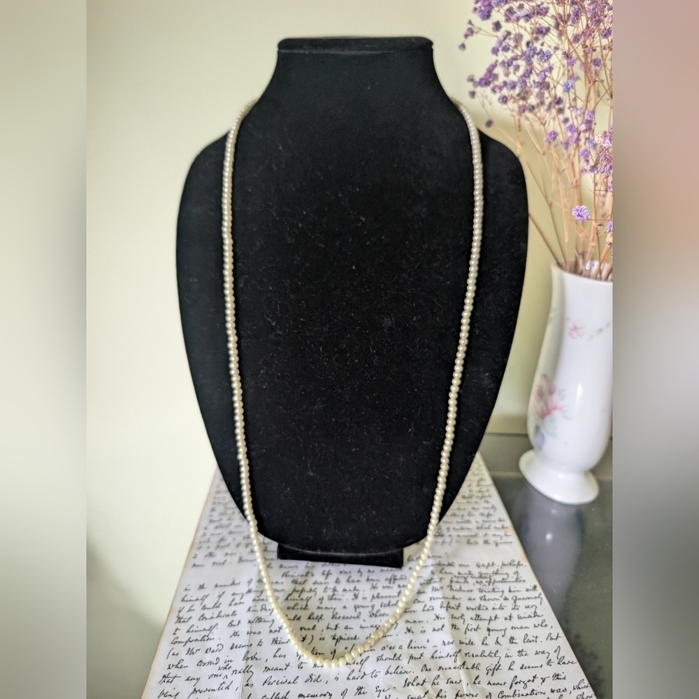 Vintage Long Faux Pearl Necklace